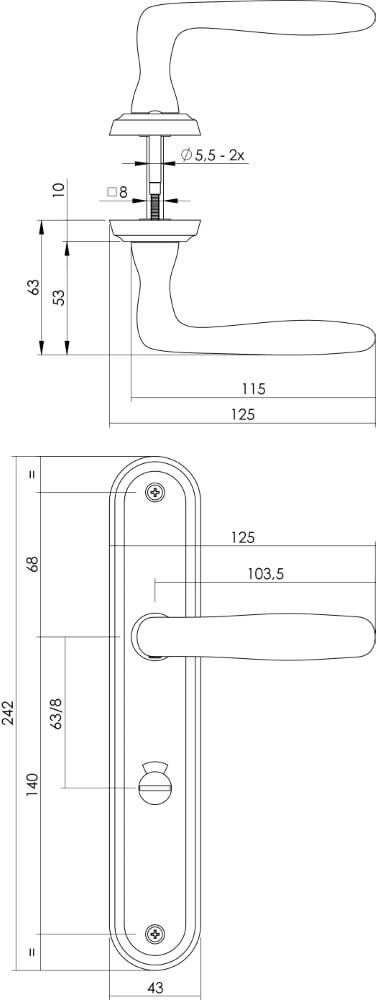 Deurklink Bjorn WC-sluiting 63/8 nikkel mat Intersteel 8714186168042