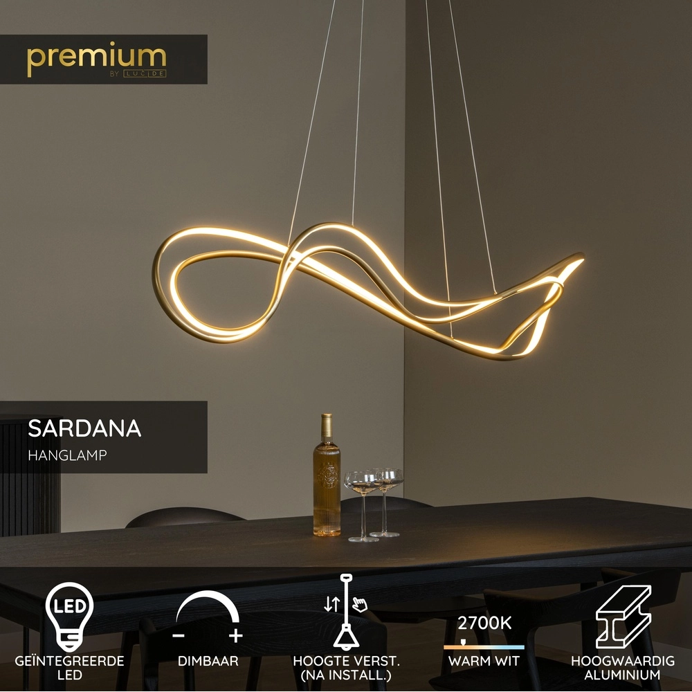 Design hanglamp Sardana krul goud Premium by Lucide 5411212560254