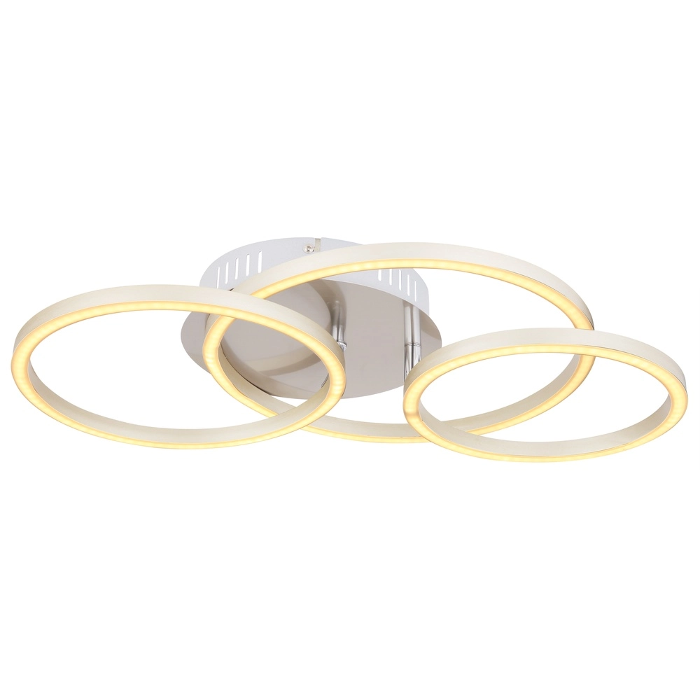 Moderne plafondlamp Kendy 3 ringen nikkel Globo 9007371407743