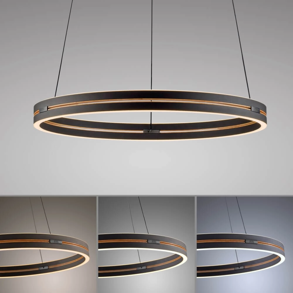 Strakke hanglamp Pure E-Loop zwart Ø 70cm Paul Neuhaus 4012248384336