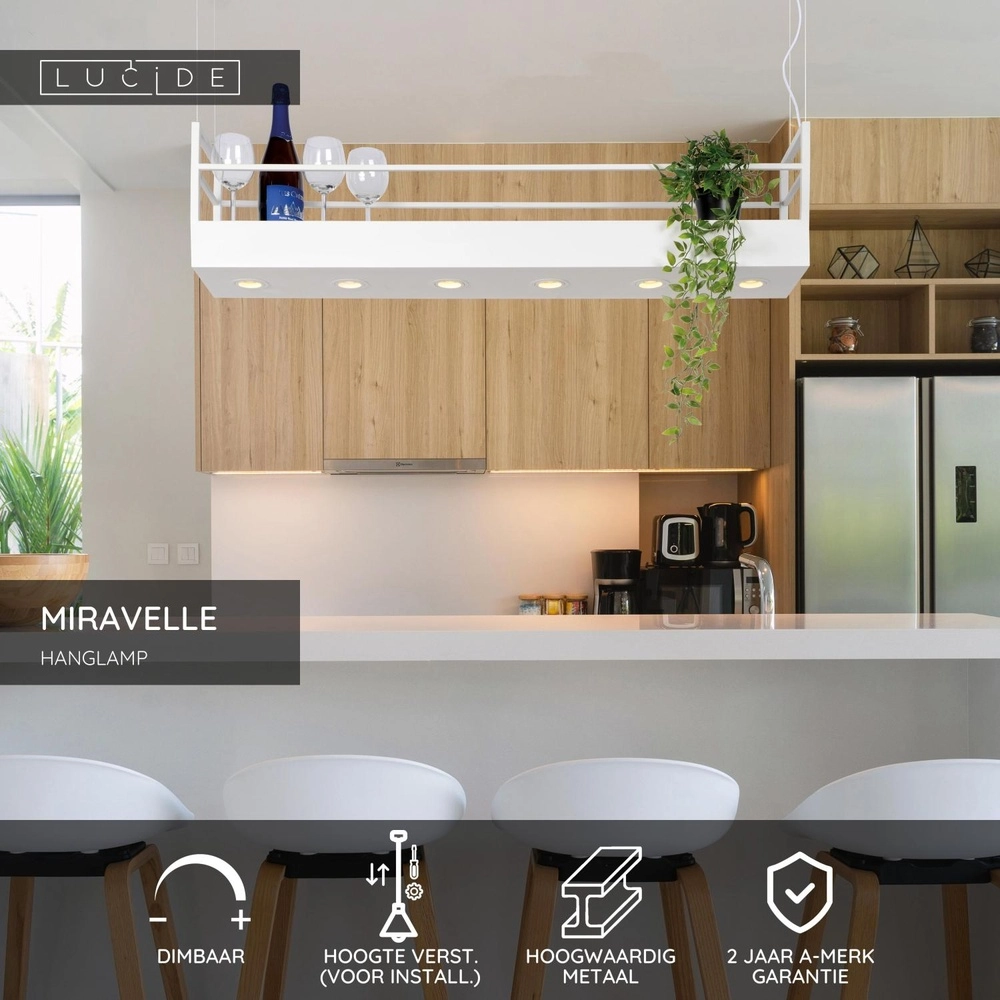 Witte hanglamp Miravelle design Lucide 5411212211446