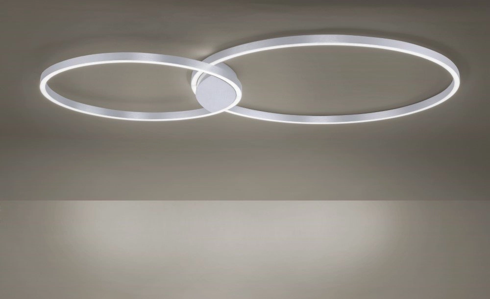 Design plafondlamp Q-Kate 2-rings 124cm grijs Paul Neuhaus 4012248333556