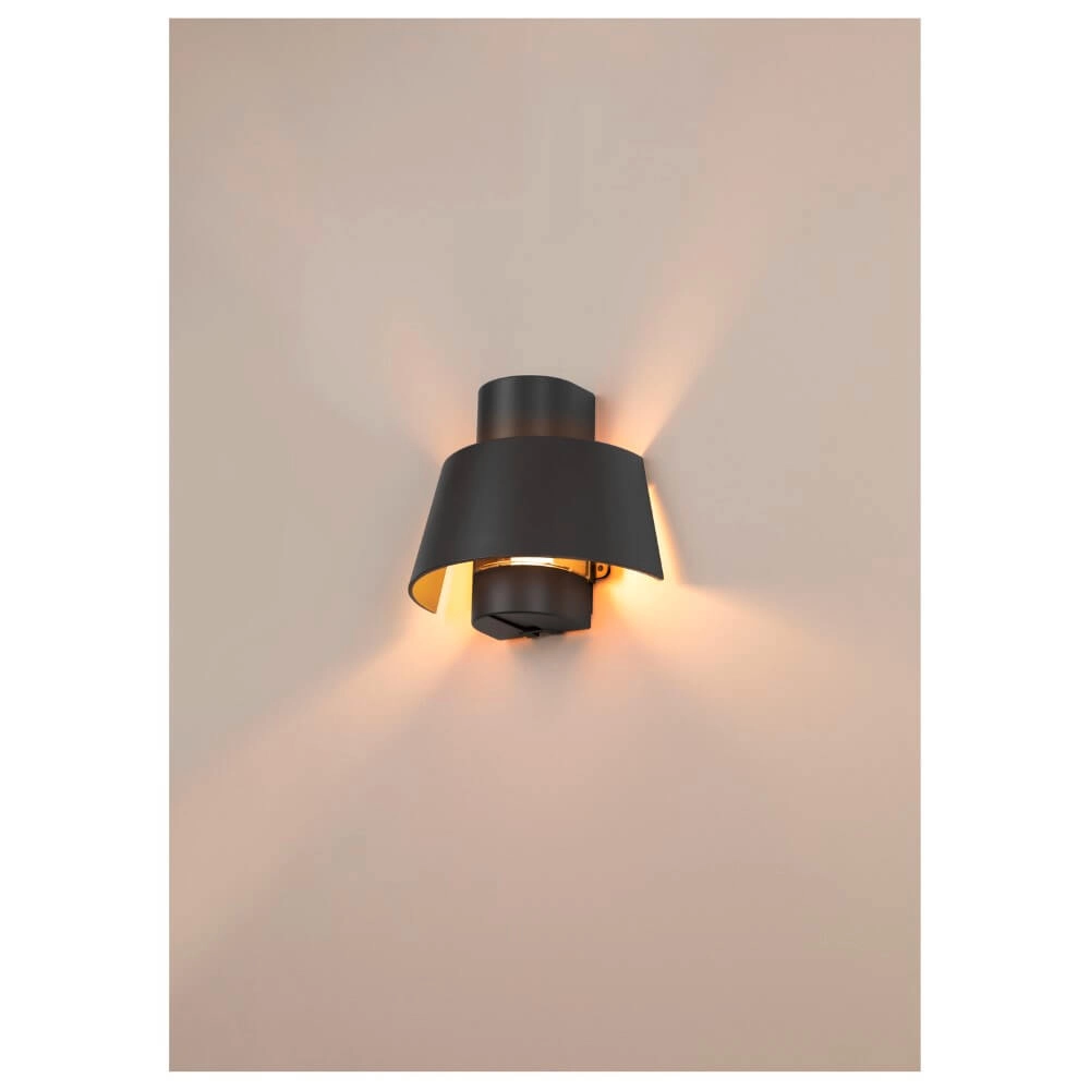 Zwarte muurlamp Phontoni 1x E27 SLV 4024163280969