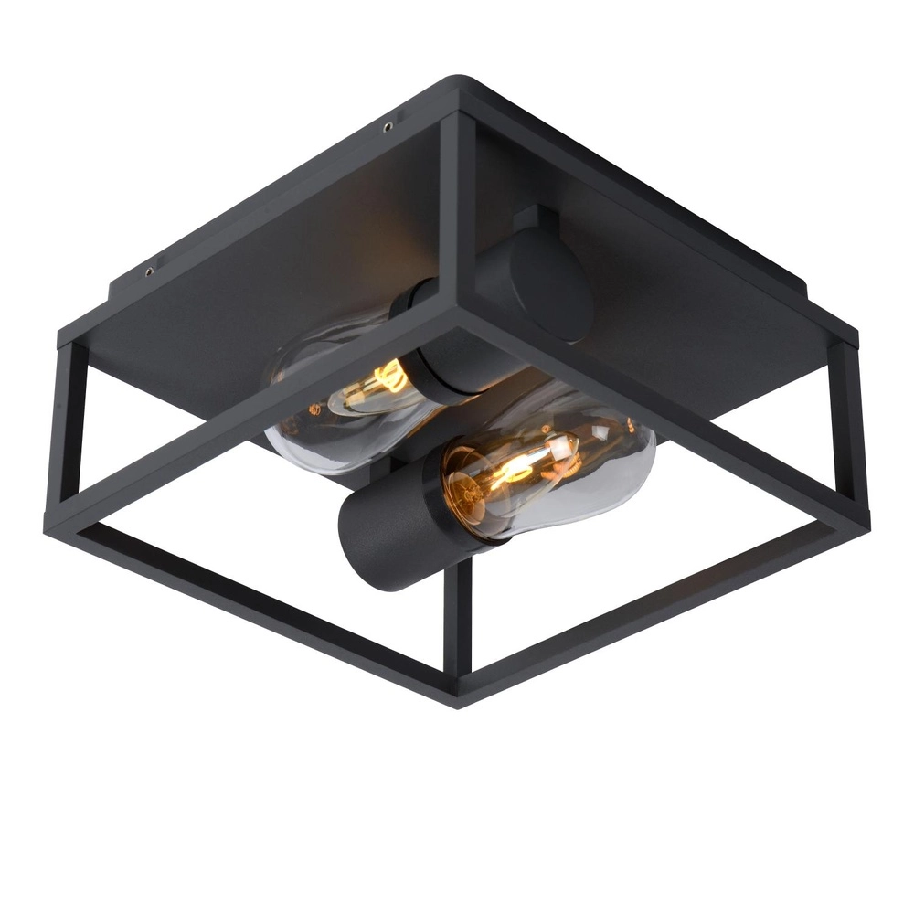 Zwarte wandlamp Carlyn 2-lichts badkamer IP54 Lucide 5411212271709