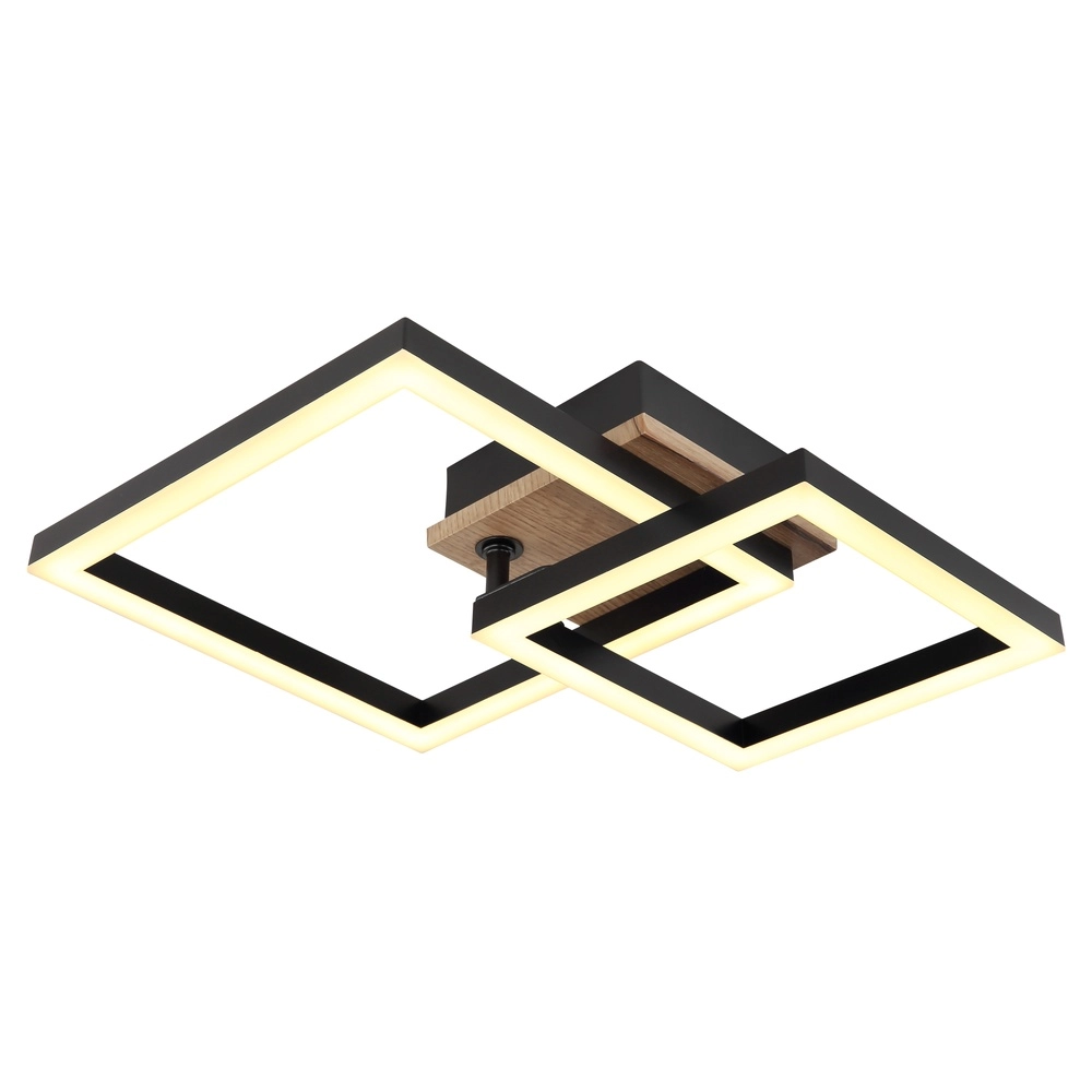 Plafondlamp Bard zwart met hout