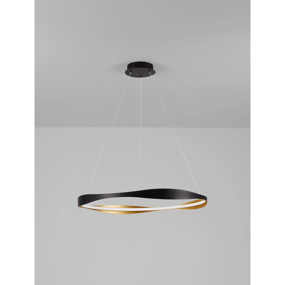 Design hanglamp Dobi Ø 80cm zwart met goud Lyora 5212017450043