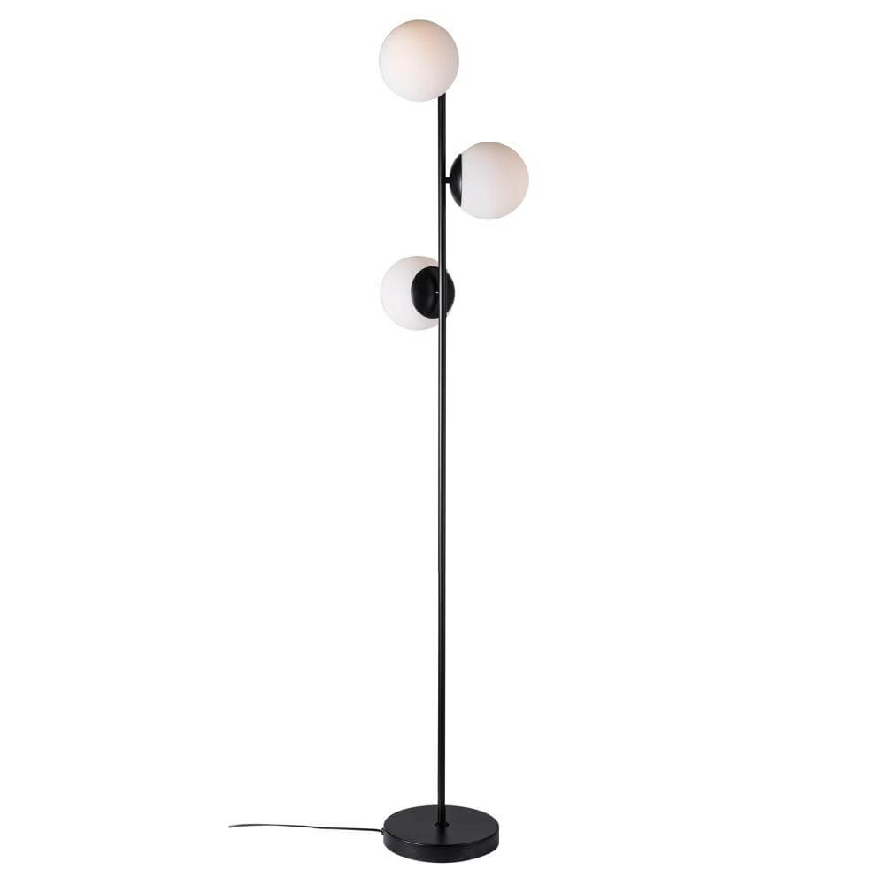 Vloerlamp Lilly 3-lichts zwart met witte bol Nordlux 5701581459182