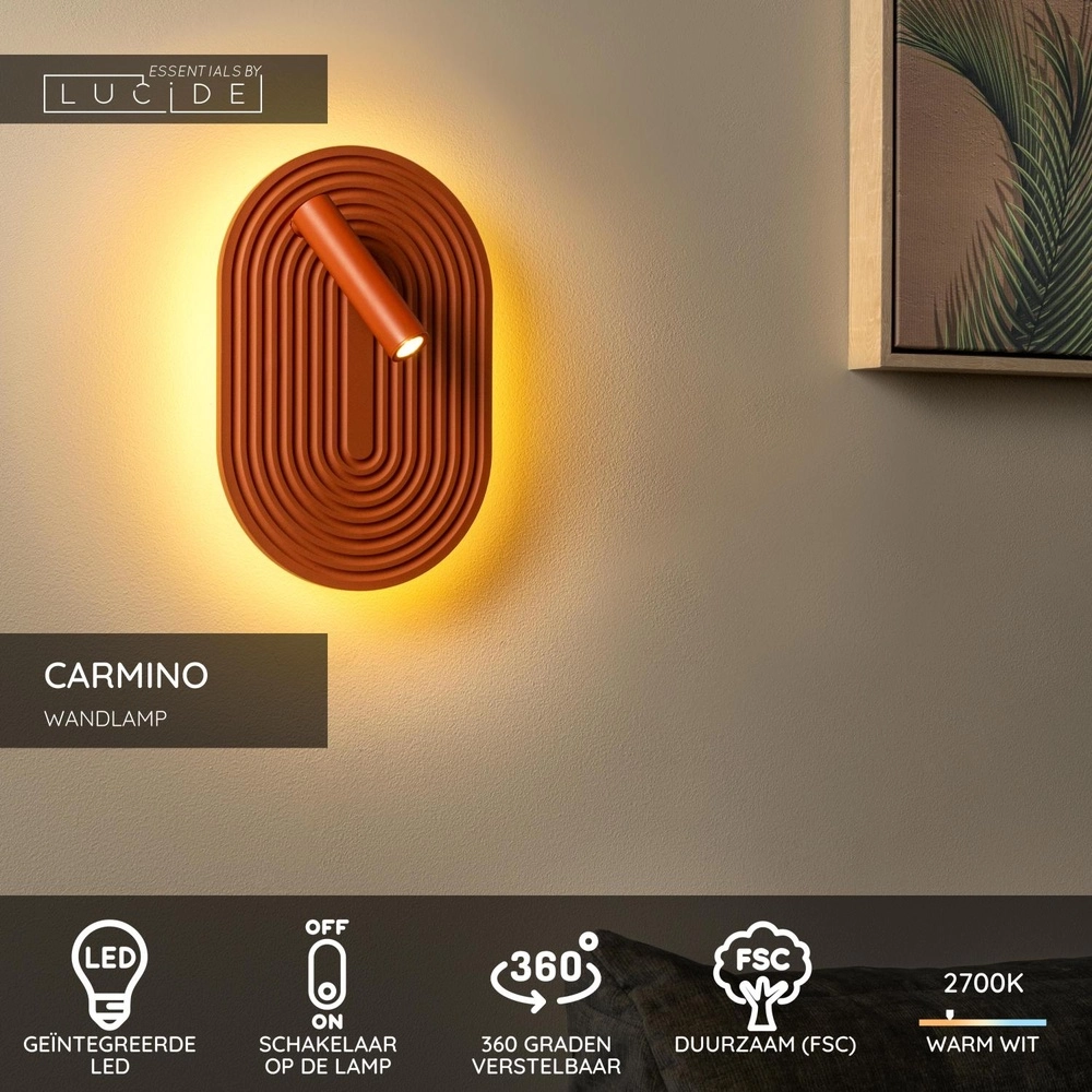 Design wandlamp Carmino terracotta Lucide 5411212771599
