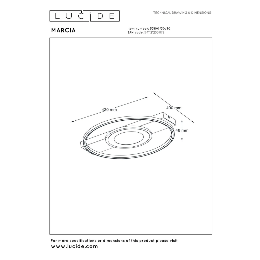 Moderne plafondlamp Marcia zwart Lucide 5411212531179