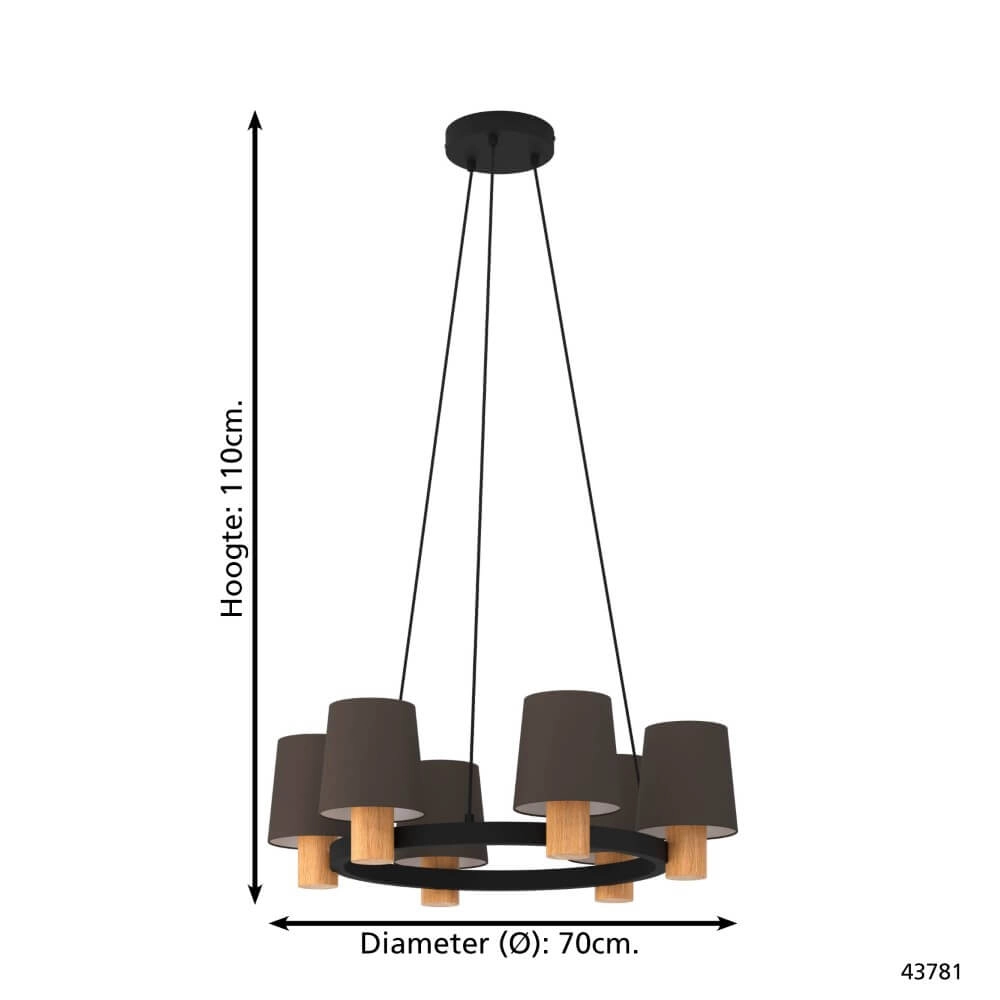 Hanglamp Edale Ø 70cm - met bruine kapjes Eglo 9002759437817