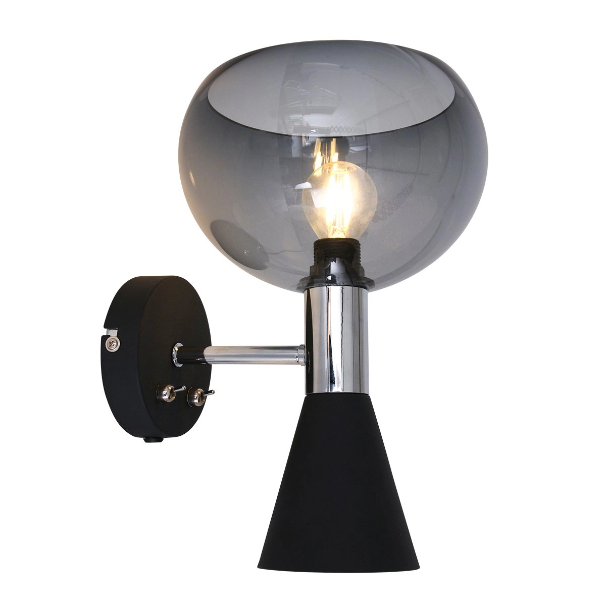 Design wandlamp Fastlast Up - Down zwart met smoke glas Steinhauer 8712746131406
