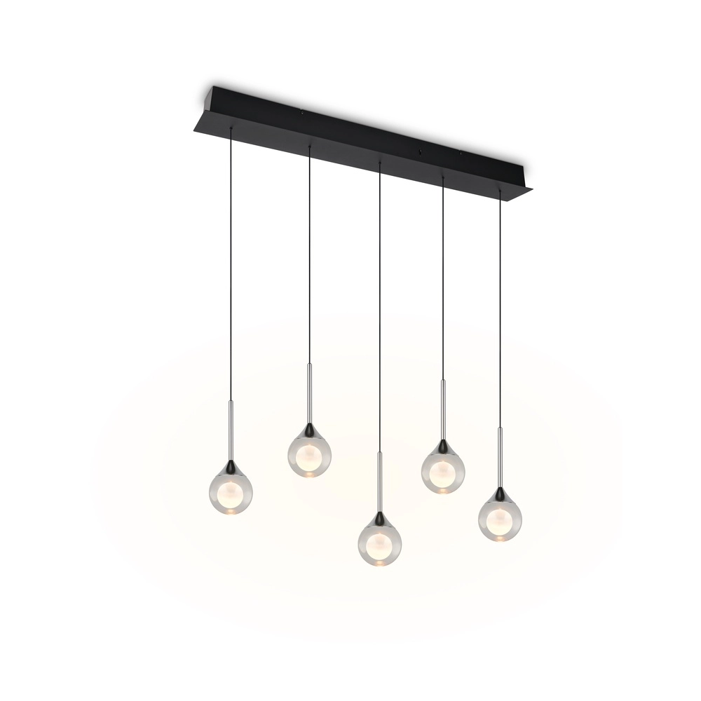 Moderne hanglamp Calista 5-lichts chroom recht