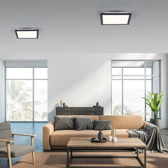 Led plafondlamp Flat 30 bij 30cm zwart Paul Neuhaus 4043689982072