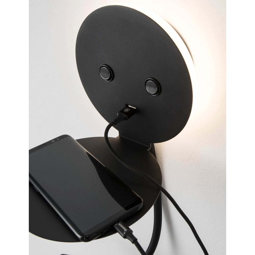 Bedlampje Eclip zwart met usb Lyora 5212017423696