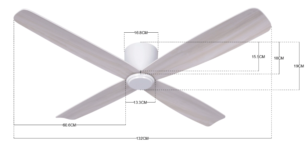 Scandinavische plafondventilator Airfusion Fraser Ø 132cm Beacon 9333509107965