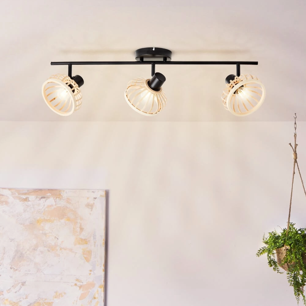 Houten plafondlamp Norah 3-lichts Brilliant 4004353409530