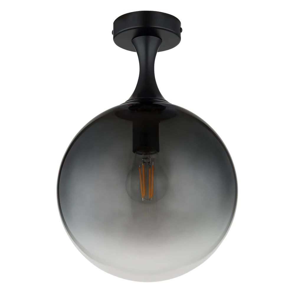 Zwarte plafondlamp Dalton bol smoke glas Ø 25cm Globo 9007371471218