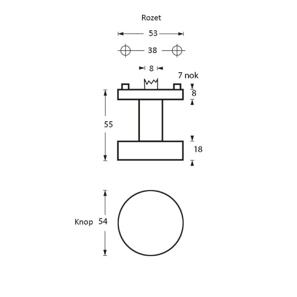 Ronde deurknop Castor verkropt Intersteel 8714186132319