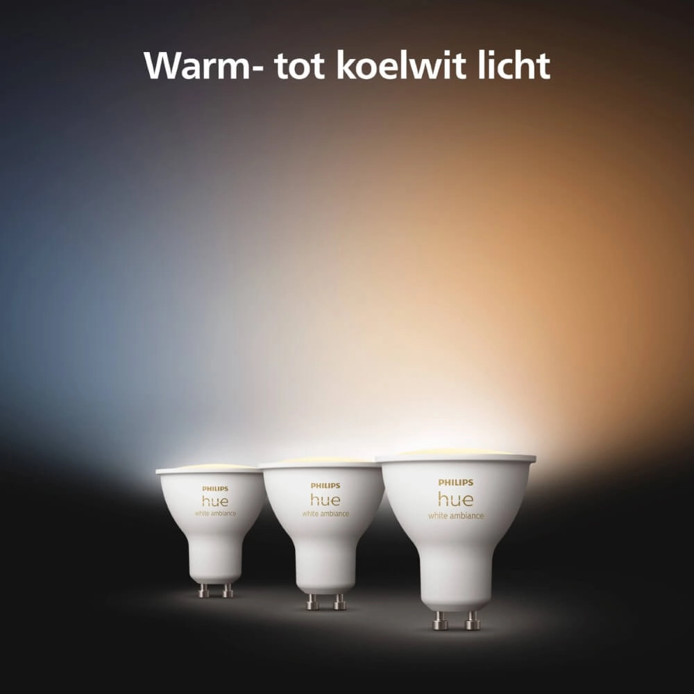 Lichtbron Hue GU10 - 4,2W - White Ambiance set van 3 Philips 8720169230095