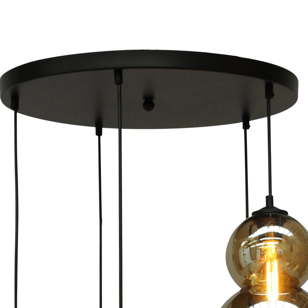 Vide hanglamp Quinto 5 Ø 50cm 5-lichts zwart met smoke glas Masterlight 8718121216539