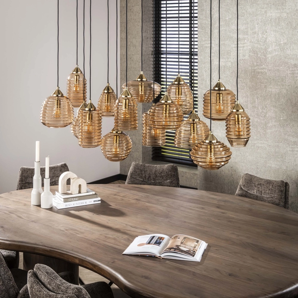 15-lichts hanglamp Rib geribbeld glas Lyora 8716803511132