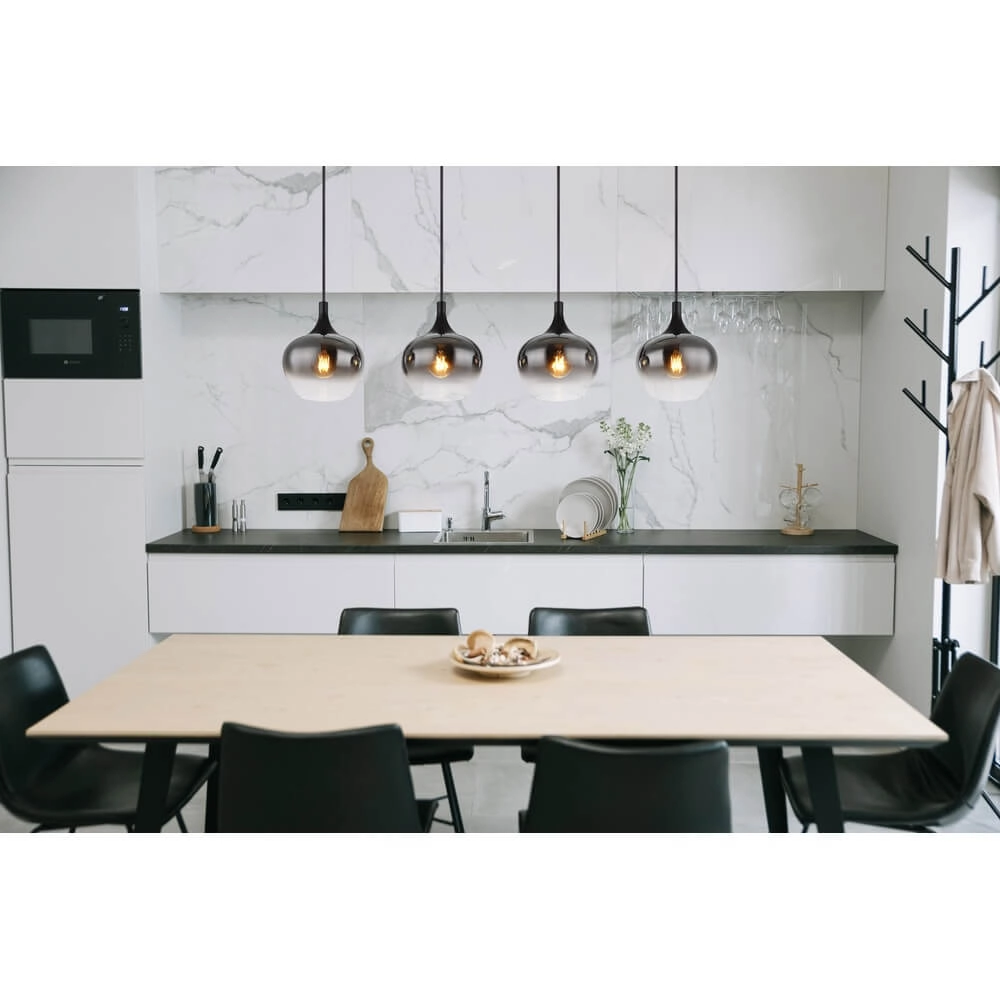 Zwarte hanglamp Maxy 4-lichts recht Globo 9007371432400