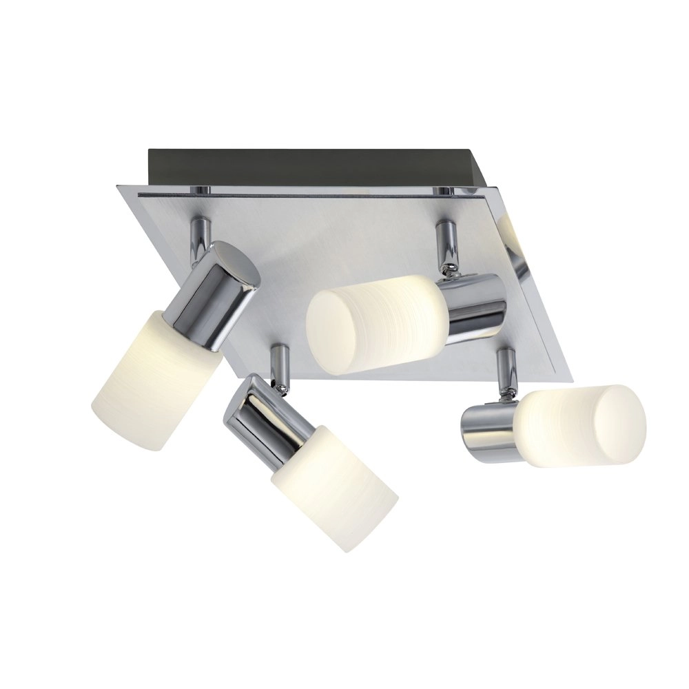 Design plafondspot Series 8214 Square 4-lichts metaalgrijs met chroom