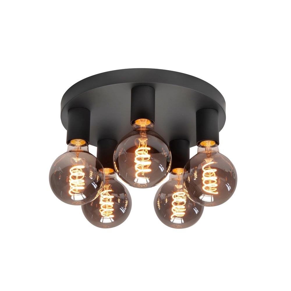 5-lichts plafondlamp Basic zwart Ø 30cm