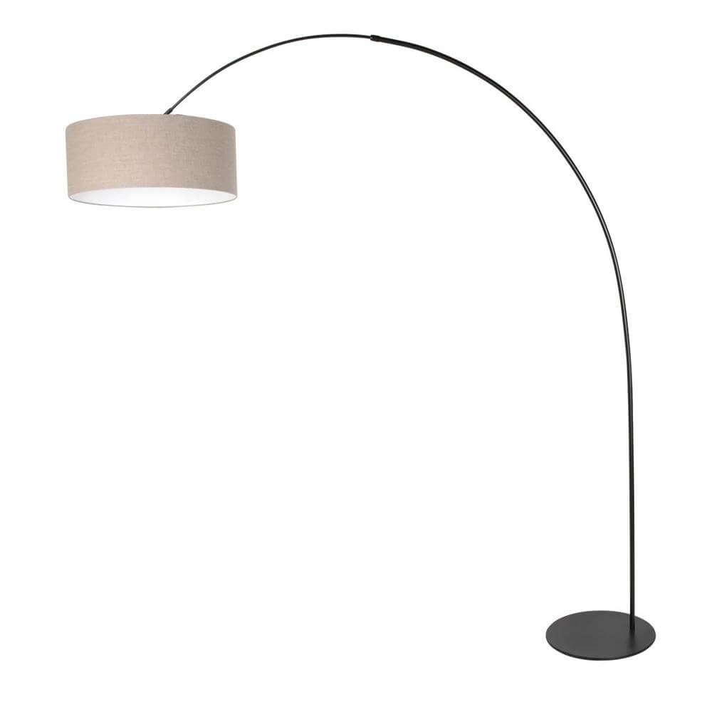 Vloerlamp Curve zwart met grof grijze kap Ø 50cm Steinhauer 8712746179491