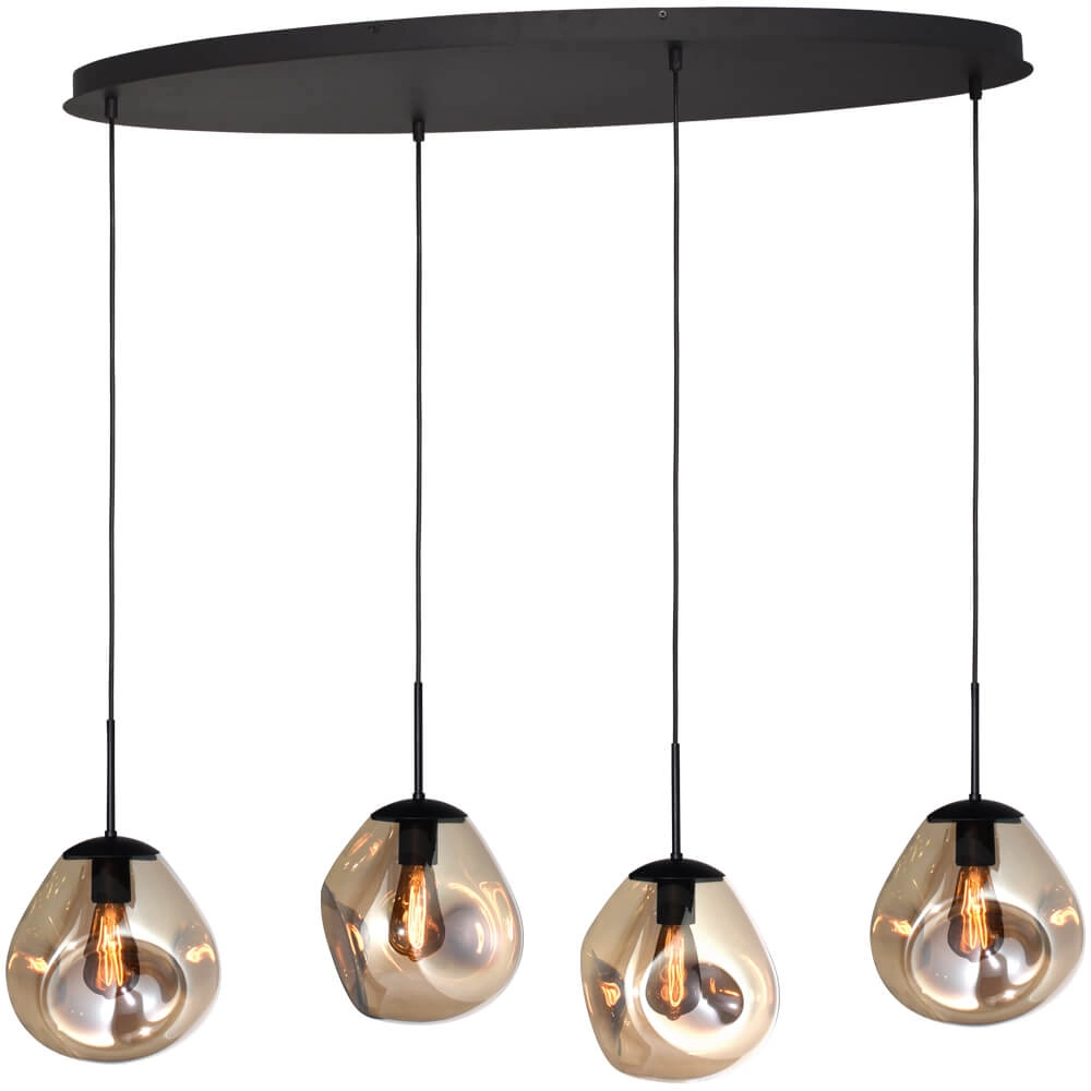 Hanglamp Lava Oval 4x goud glas Ø 24cm Hanglamp Lava Oval 4x goud glas Ø 24cm