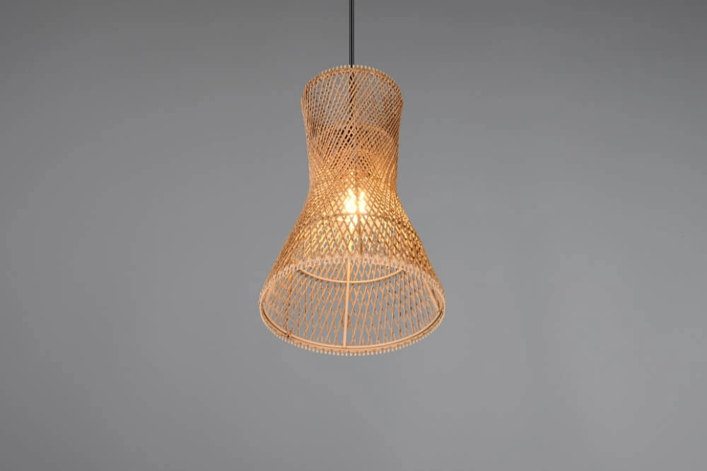 Design hanglamp Bijou zwart met rotan Ø20cm Trio 4017807637304
