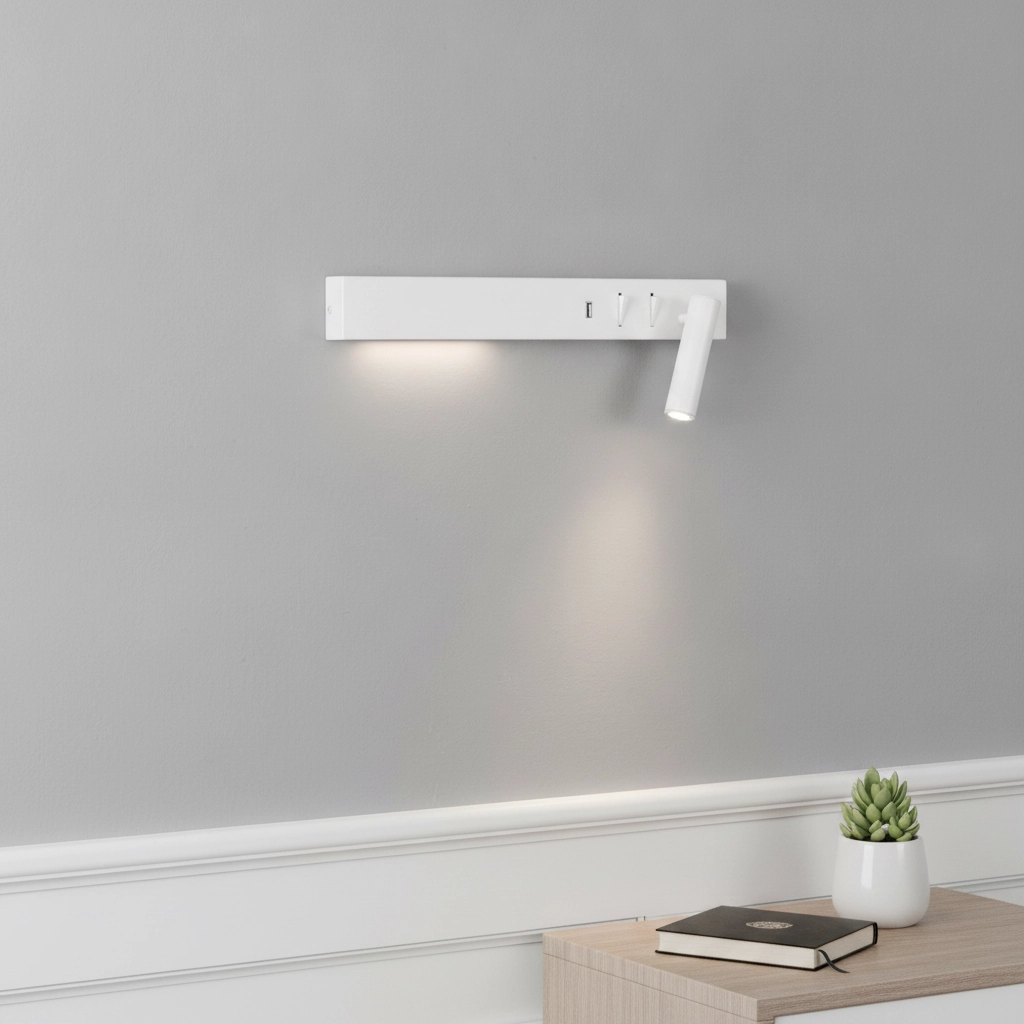 Bedlampje Vida rechts wit met usb