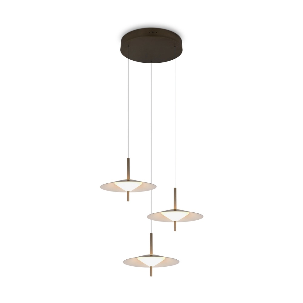 Design hanglamp Amalo 3-lichts platinum bruin rond Ø 67cm
