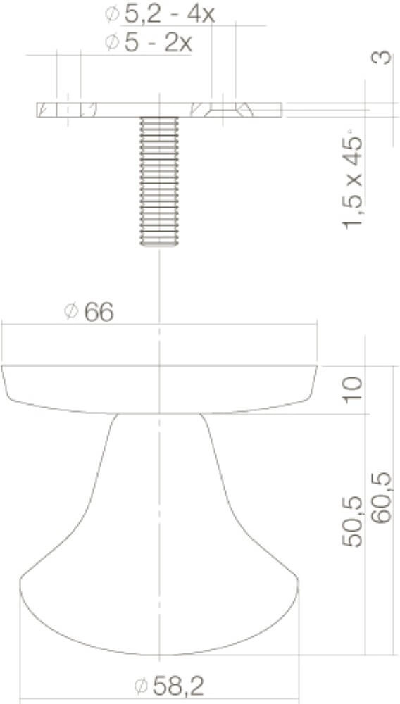 Voordeurknop Paddenstoel eenzijdige montage zwart Intersteel 8714186408926