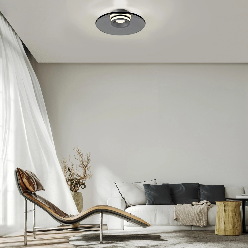 Plafondlamp Pure Moon Ø 32cm - platin met smoke glas Paul Neuhaus 4012248386330