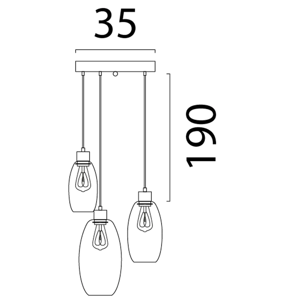 Vide hanglamp Olive met 3 glazen - zwart - Ø35cm Masterlight 8718121394022