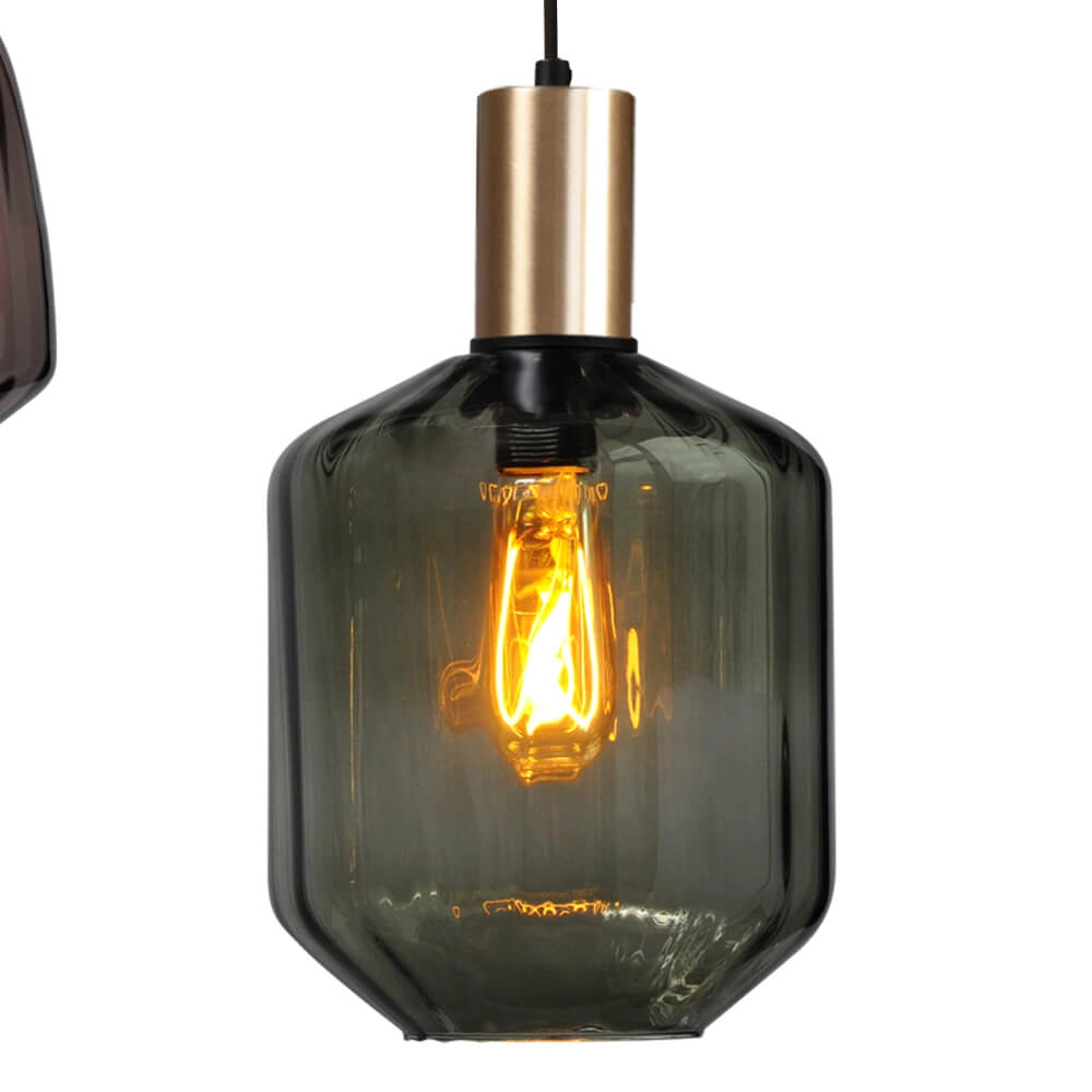 5-lichts vide hanglamp - goud - Porto met verschillende glazen Masterlight 8718121271255