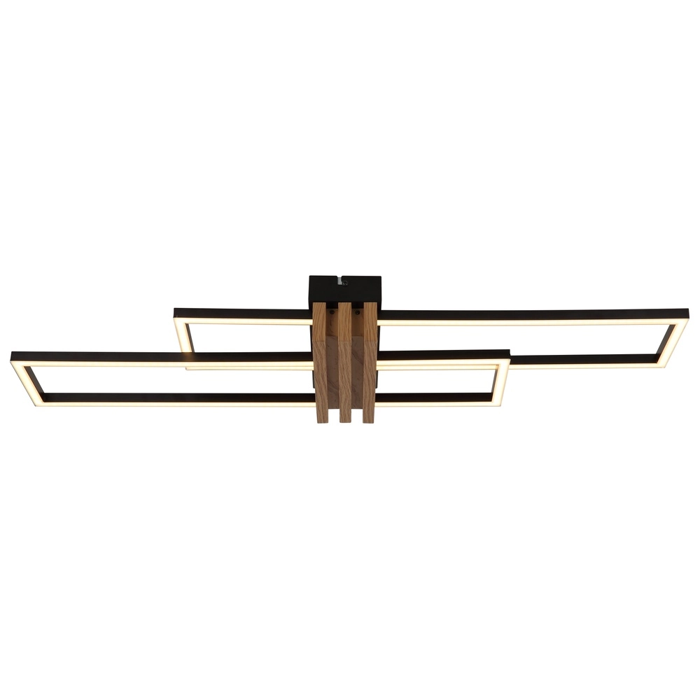 Moderne plafondlamp Dakari I zwart met hout 80cm Globo 9007371525782