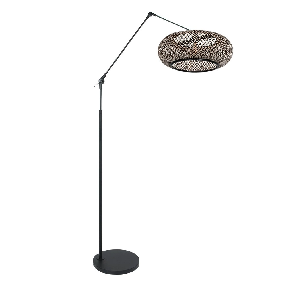 Vloerlamp Prestige Chic rotan en zwarte kap Vloerlamp Prestige Chic rotan en zwarte kap