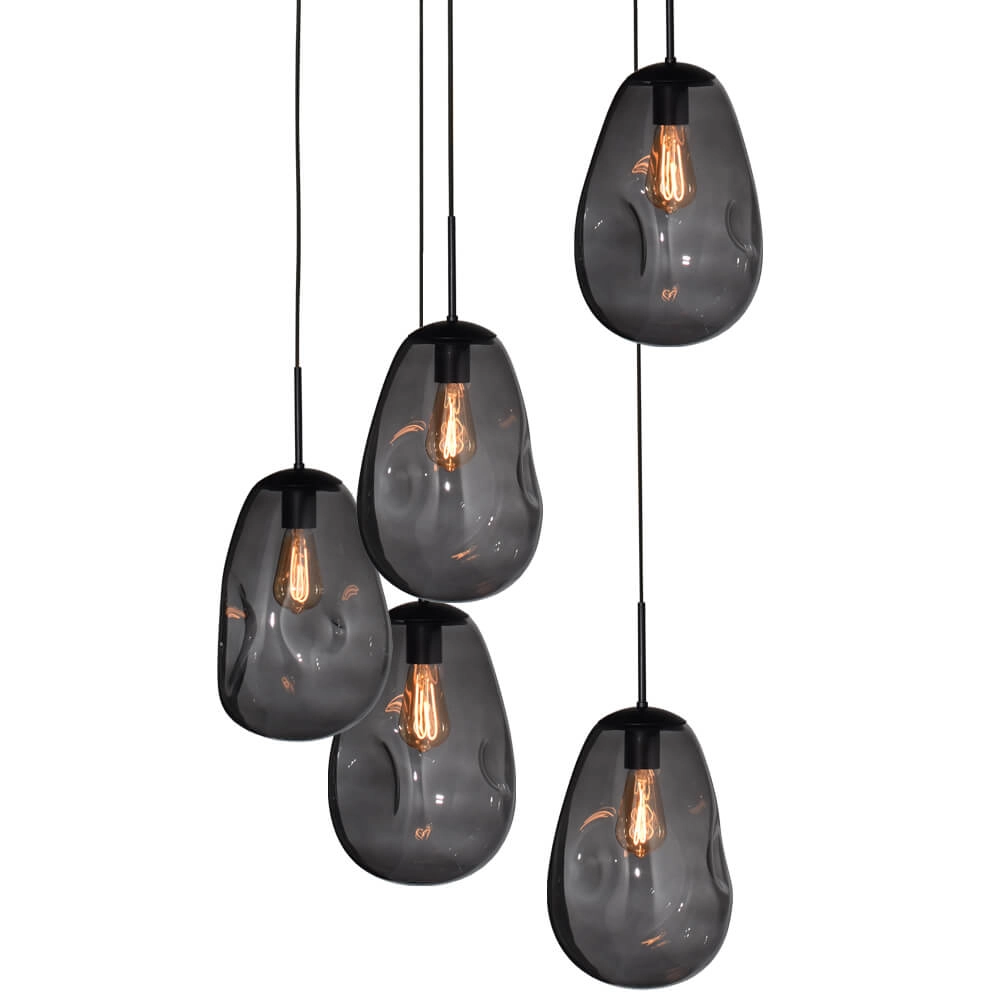 Vide hanglamp Lava 5x smoke glas Ø 22,5cm Masterlight 8718121286563