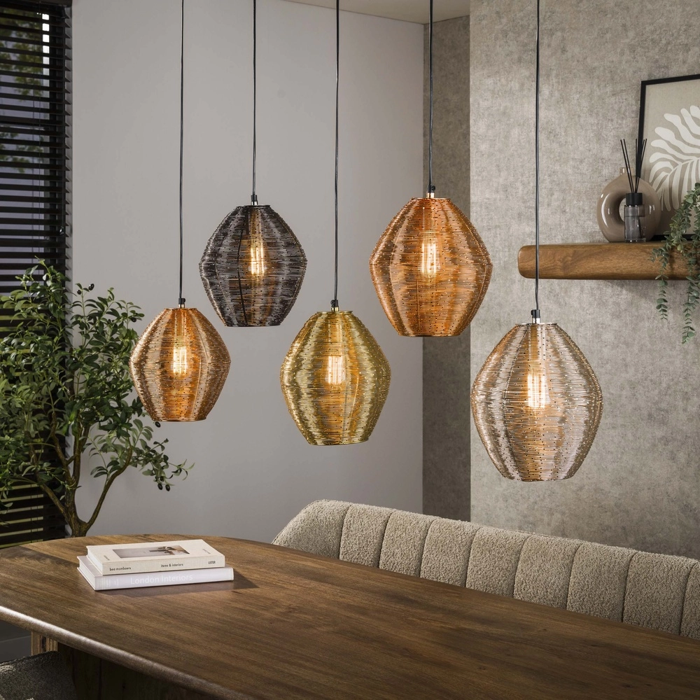 Metalen hanglamp Web 5-lichts