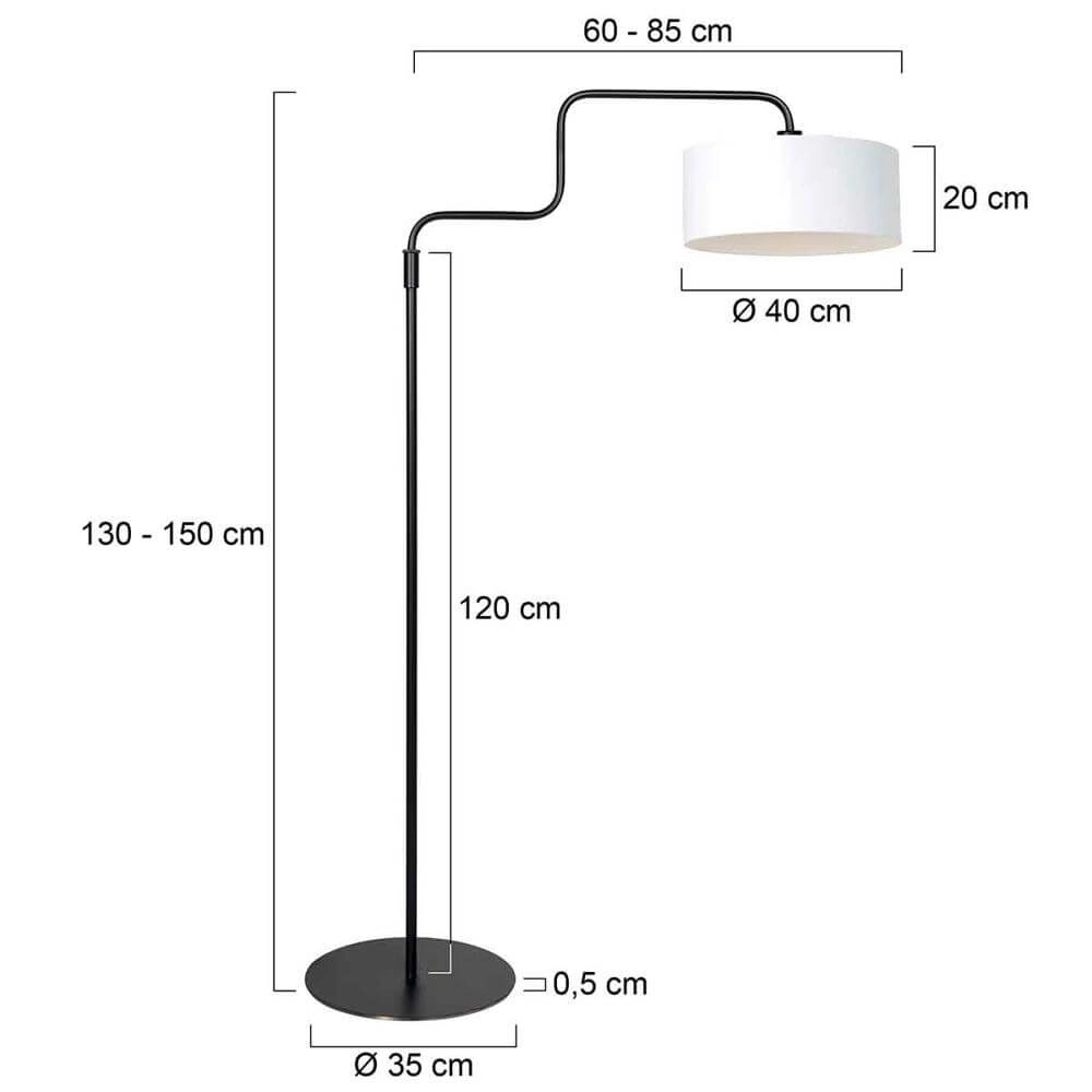 Vloerlamp Bloeba zwart met wit kap Steinhauer 8712746176940