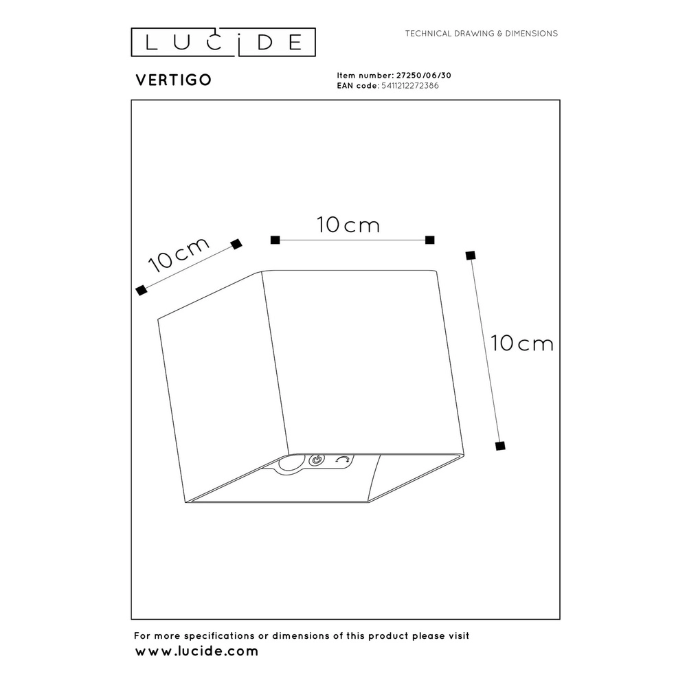 Oplaadbare wandlamp Vertigo magnetisch zwart Lucide 5411212272386