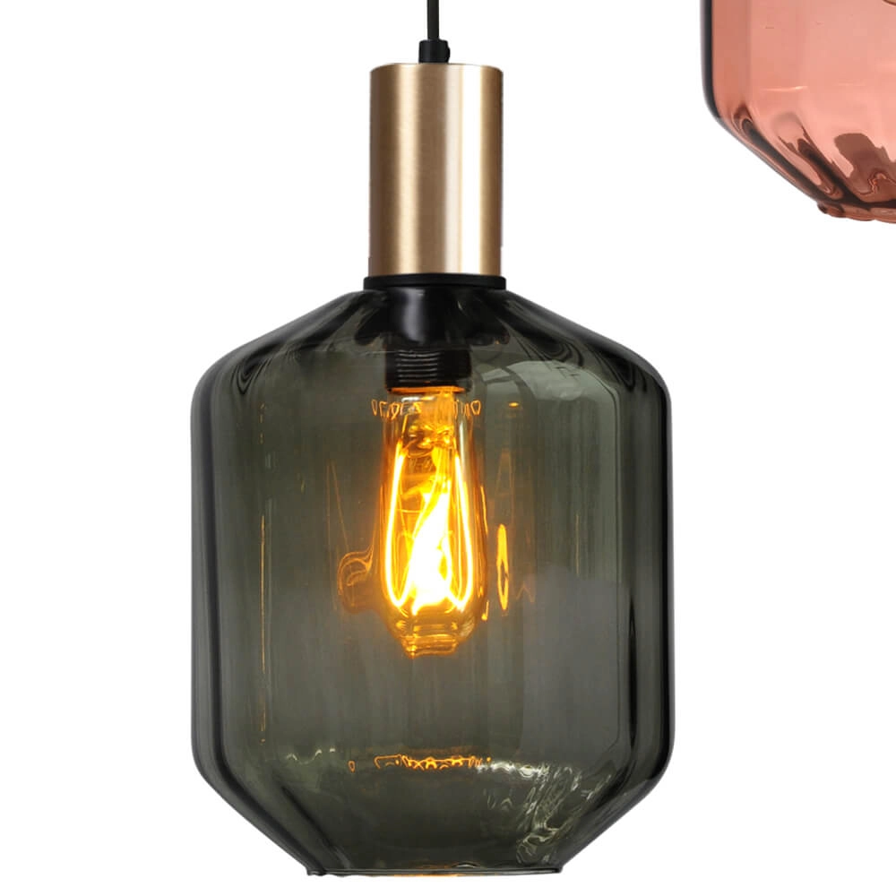 3-lichts vide hanglamp - goud - Porto met Jagger glazen Masterlight 8718121270975