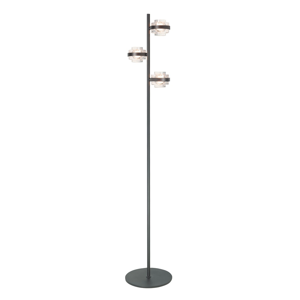 Vloerlamp Dynasty zwart 3-lichts helder glas