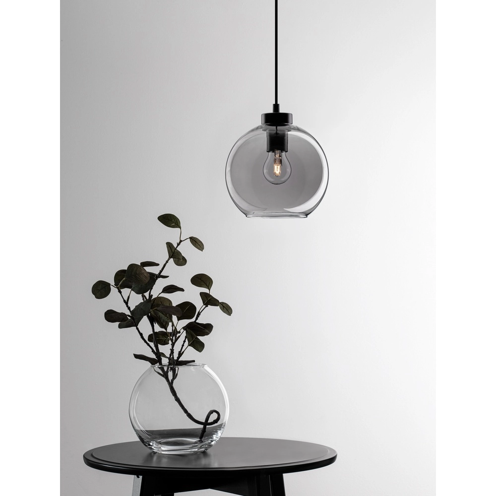 Hanglamp Palmer enkel zwart met smoke glas