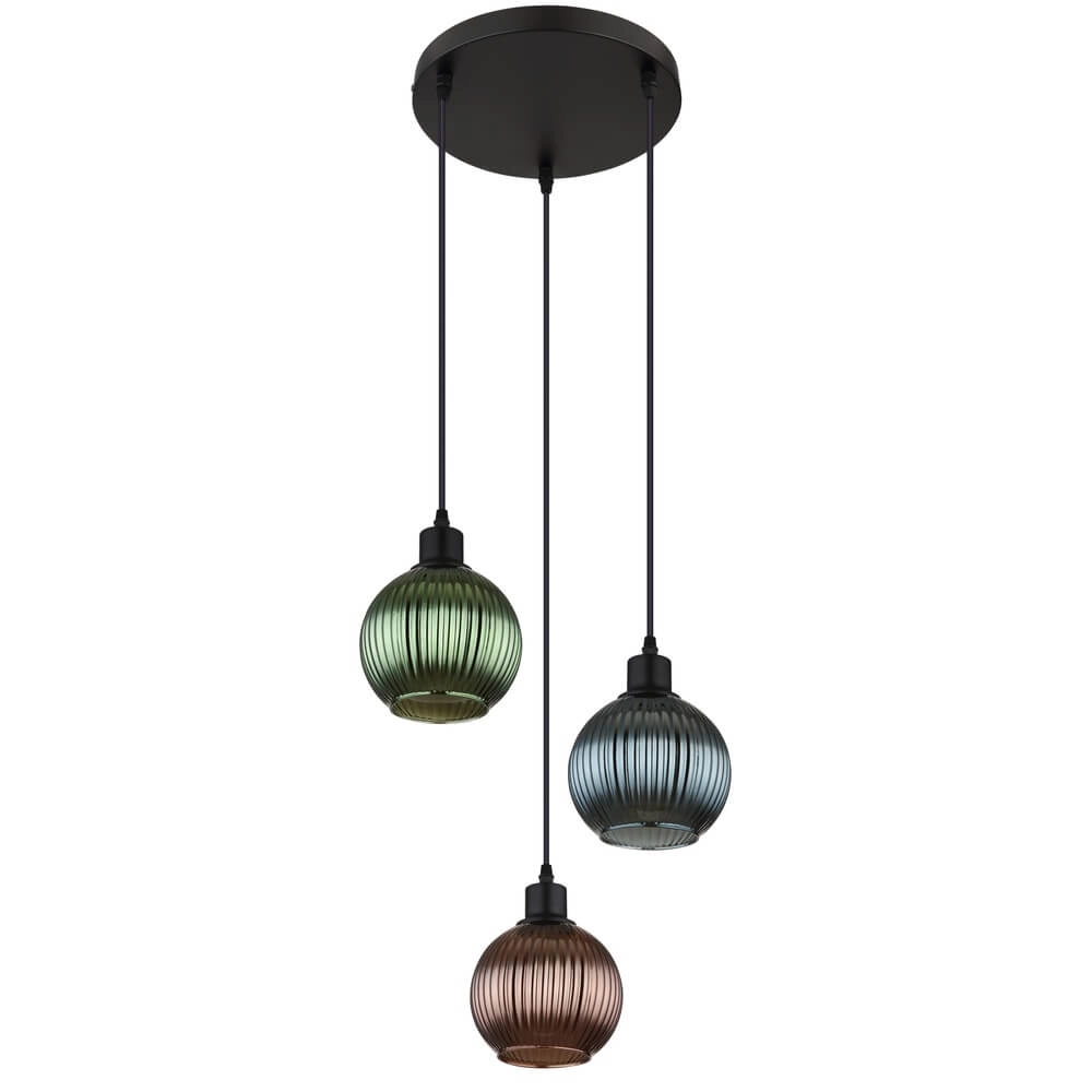 Ronde hanglamp Zumba gekleurd glas 3-lichts Ø 36cm Globo 9007371449828