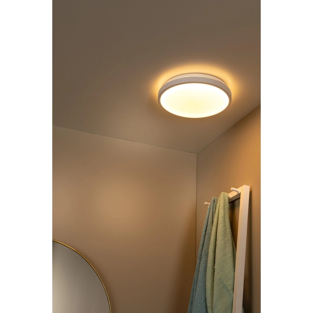 Witte plafonniere Dasher Ø 34,8cm IP44 voor badkamer Lucide 5411212792105