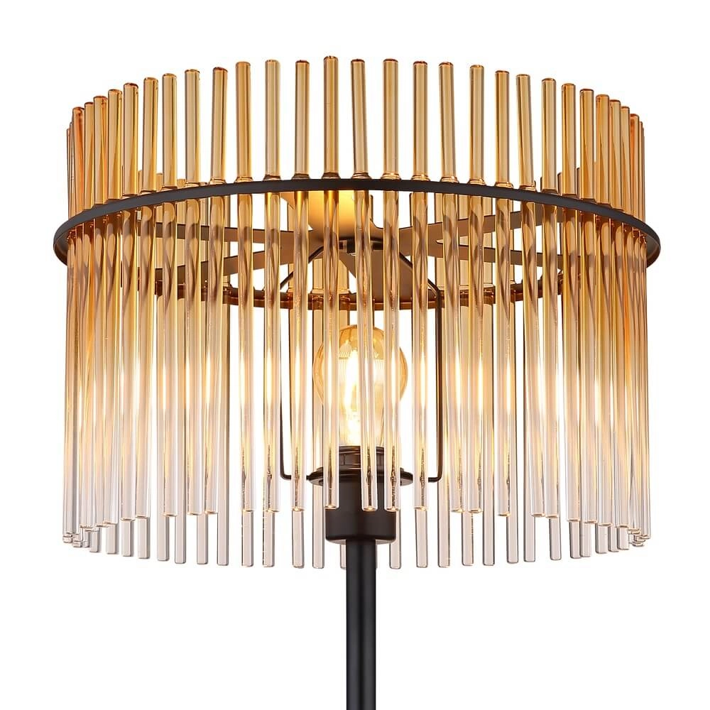 Zwarte vloerlamp Gorley met amberglas Ø 38cm Globo 9007371462995