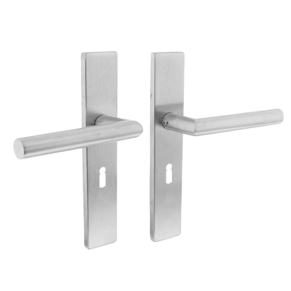 Deurklink Hoek 90 rechthoekig sleutel 56mm RVS